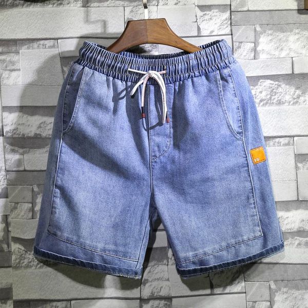 

2021 summer denim shorts men's loose drawstring tooling jeans fashion style man shorts plus size 7xl short men male, Blue