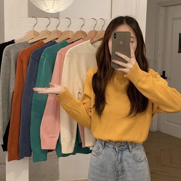 

women's sweaters soft sweater spring and autumn outer wear 2021 retro japanese lazy loose long sleeve bottoming for women, White;black