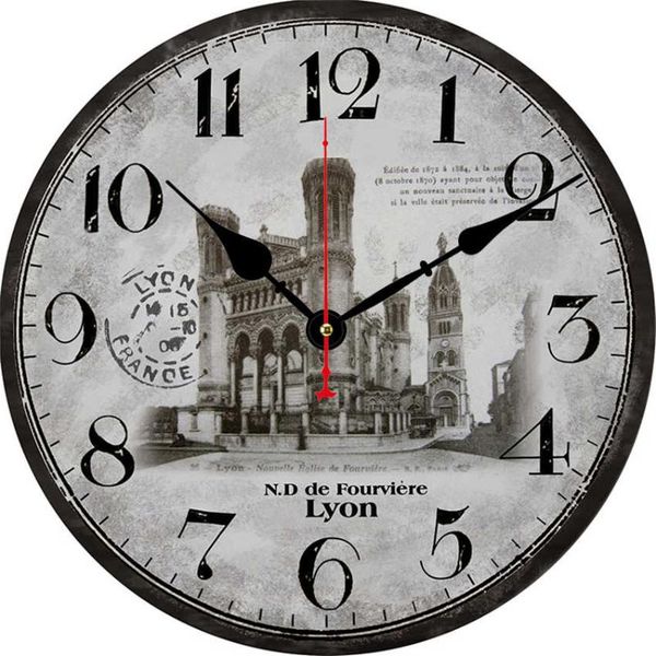 

wall clocks stamp scenery clock,old lyon french style clock, battery operated non ticking watch large silent living room clock