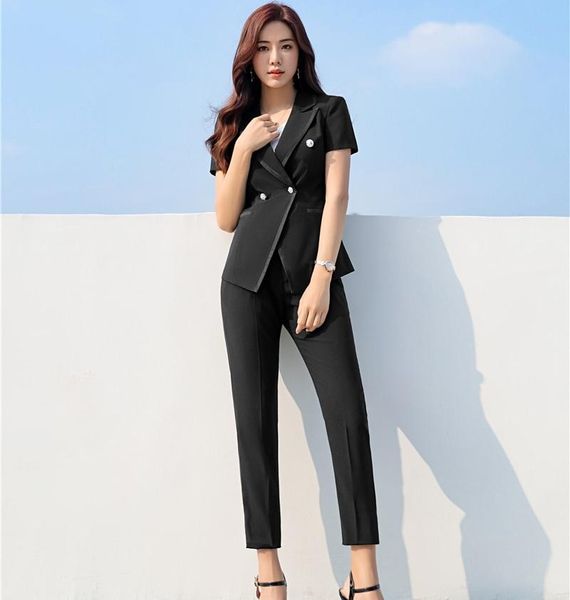 

women's suits & blazers formal blazer women business with pant and jacket set office ladies work wear clothes, White;black