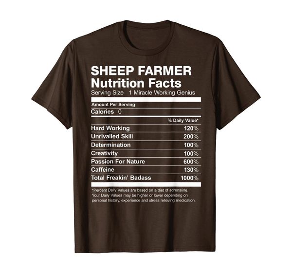 

sheep farmer nutrition facts funny t-shirt, White;black