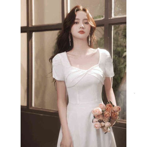 

luxury street style dresses small evening dr 2021 temperament banquet white french license registration light wedding princs summer, Black;pink