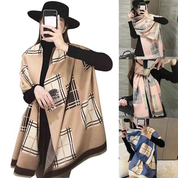 

scarves fashion winter women's cashmere scarf luxury retro warm shawl casual color plaid blanket, Blue;gray
