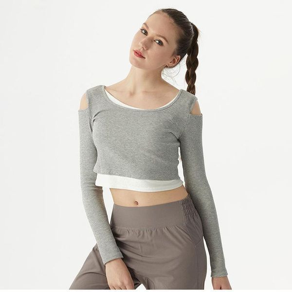 

yoga outfit 2021 loose gym sportswear for women shirts sport naveled fitness push up running full sleeve clothes