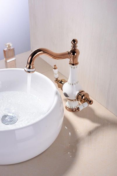 

bathroom sink faucets selling luxury rose gold brass faucet single hole handle basin mixer artistic copper tap