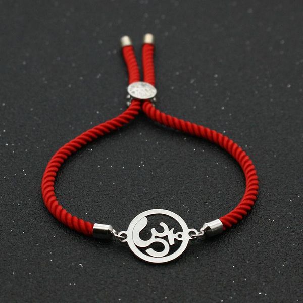 

charm bracelets cute bear stainless steel letter om & bangles for men women lucky red rope friendship bracelet ethnic fashion jewelry, Golden;silver
