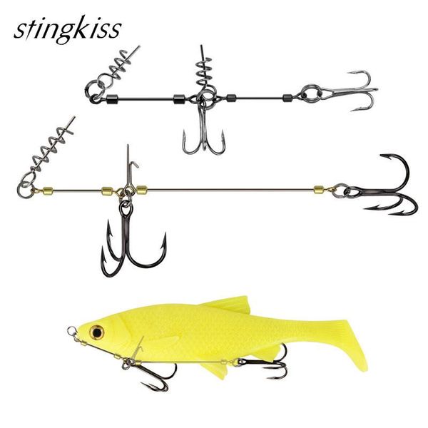 

stingkiss three hook line group double hook wire line group wire with spring lock needle 15cm fish fishing set