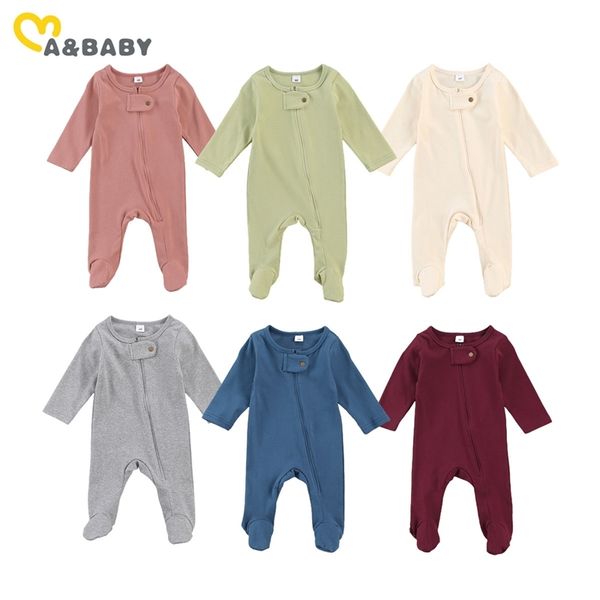

ma&baby 0-6m autumn spring infant newborn baby girl boy romper long sleeve zipper jumpsuit soft baby clothing 210317, Blue