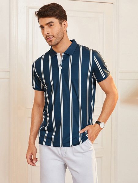 

men striped polo shirt c30a#, White;black