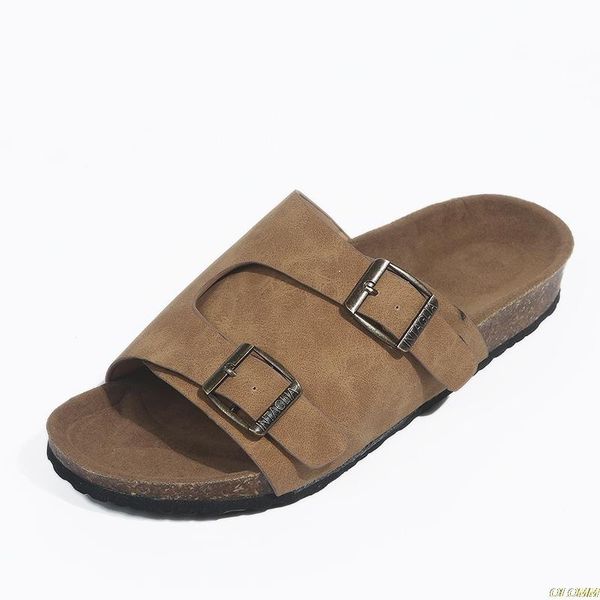

slippers summer woman sandals flat suede cork sole slides casual flip flop beach flats shoes plus size, Black