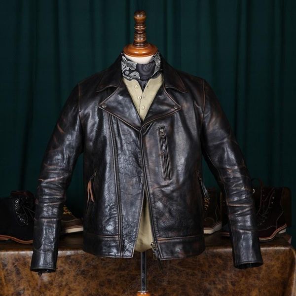 

men's leather & faux vintage male zipper jacket, genuine black punk bomber casual slim fit jacket for men 2xl 3xl