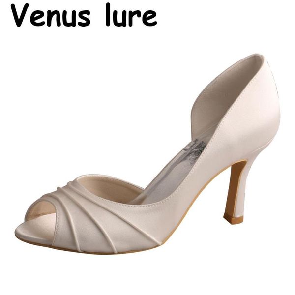 

dress shoes 23 colors ivory wedding satin heels for bride peep toe pumps, Black