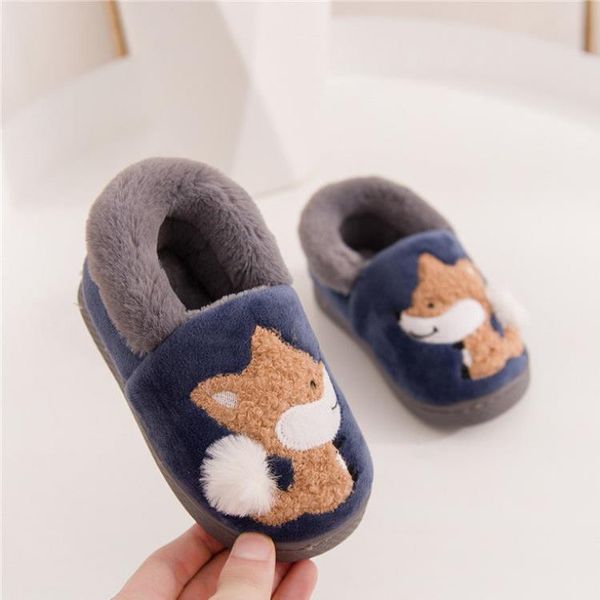 

winter baby children's cotton slippers boys and girls cute tuotong warm bag with indoor home, Black
