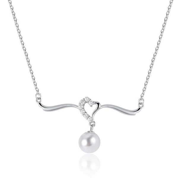 

s925 sterling silver necklace shell pearl necklace heart chain choker fresh water pearl