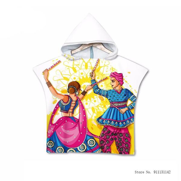 

towel retro fashion figures printed children's bathrobe boys and girls beach swimming soft absorbent chic towels family bath gifts