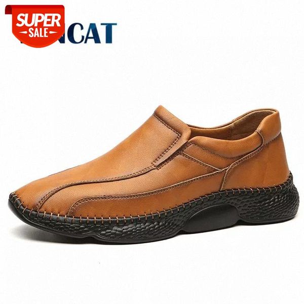 

2020 new genuine leather men's shoes slip-on loafers moccasins flats shoes breathable casual shoes outdoor sneakers #vt3r