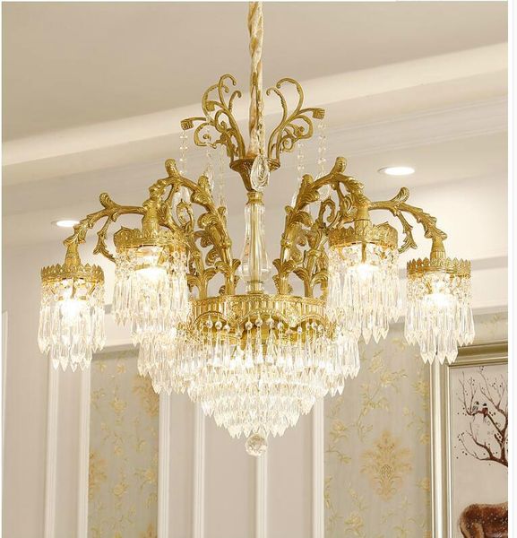 

chandeliers modern decora copper d75cm h73cm crystal chandelier hanging lamp bronze e14 led ac lighting fixture lustre suspension