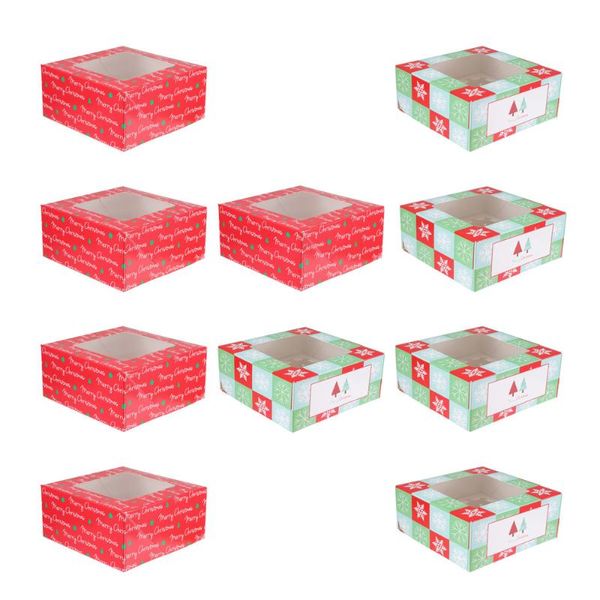

gift wrap 10pcs christmas cupcake boxes 4 cavities cake packaging box for giving