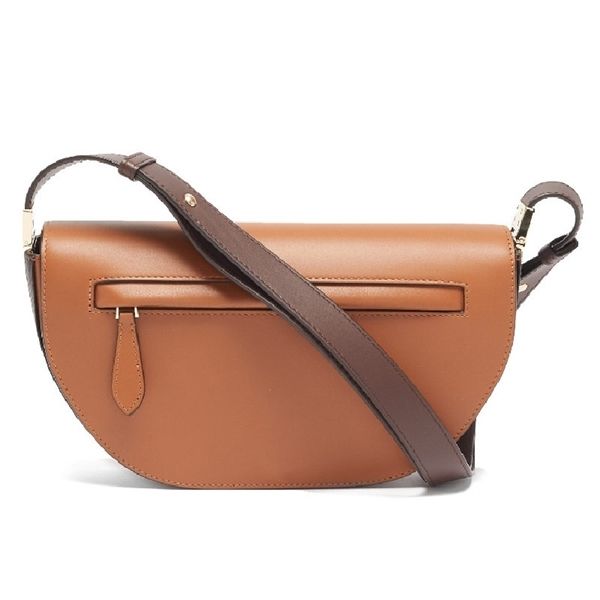 

olympia family quality saddle b half round cowhide underarm french stick single shoulder women's bag full package