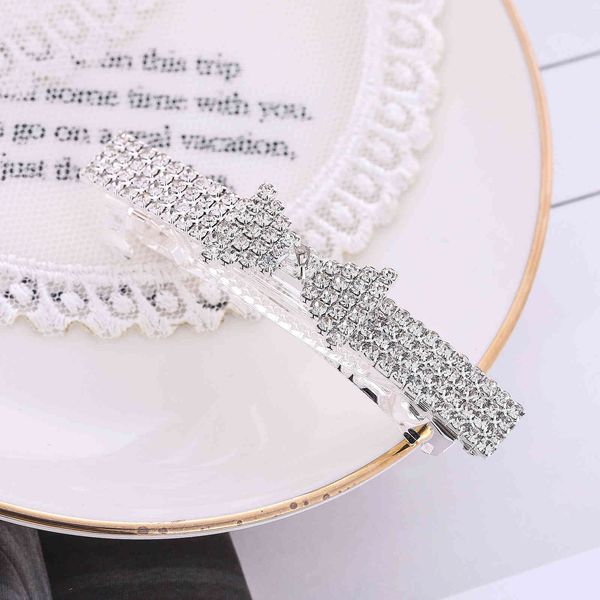 

fashion temperament bowknot white crystal hairpin mori series women's spring horsetail clip, Golden;silver