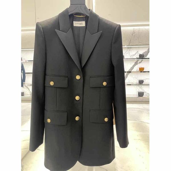 

women's suits & blazers cosmicchic 2021 autumn winter women black suit slim long sleeve double breasted gold button wool blazer coat wi, White;black