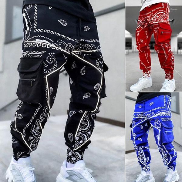 

men's pants hip hop printing men trousers fashion streetwear sweatpants for joggers high street loose cargo, Black