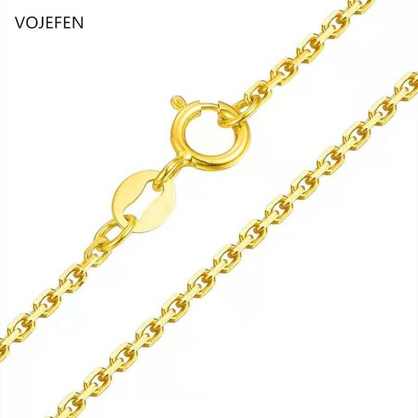 

vojefen 18k yellow real gold dainty necklace for women, circle chain neck ring clasp chain necklace choker fashion jewelry, Silver