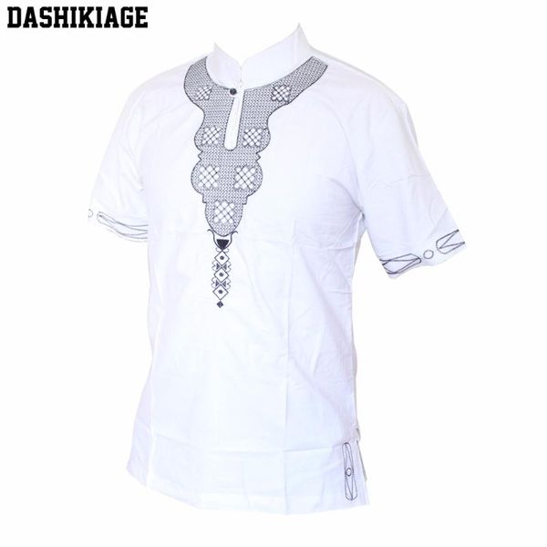 

dashikiage white african fashion mens unique embroidery design causal t-shirt cool outfit, White;black