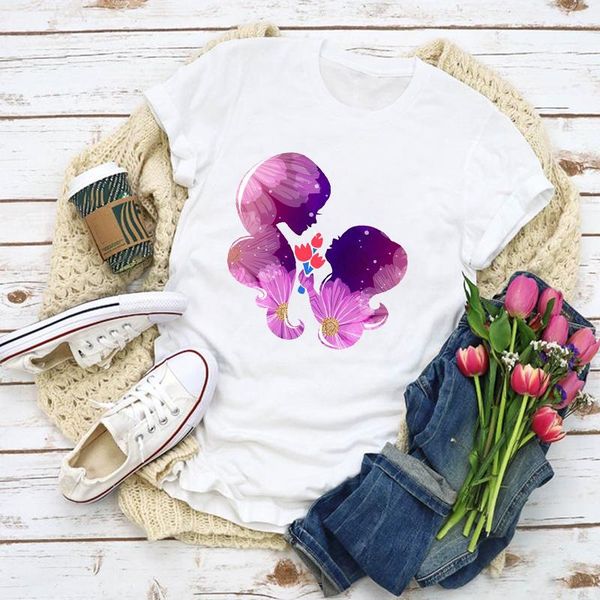 

women's t-shirt 6women graphic cartoon mom mama mother love 90s summer shirt lady clothes womens clothing tee female t, White
