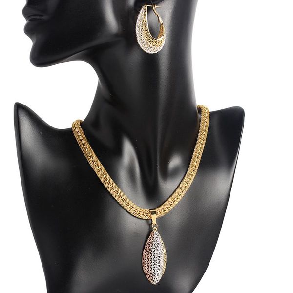 

earrings & necklace genuine women jewelry sets dubai gold dangle bracelet wedding wholesale stainless steel box earring set, Silver