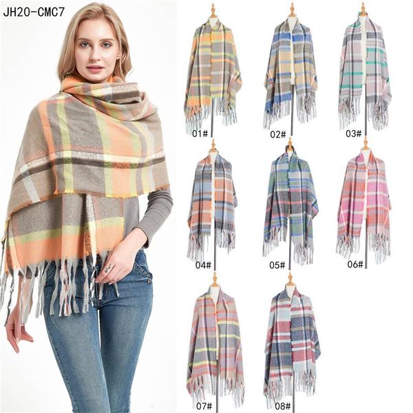 

scarves winter scarf women warm with tassel for shawls and wraps bandana pashmina female, Blue;gray