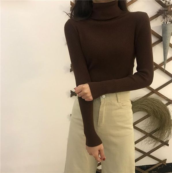 

autumn winter women bottoming long sleeve basic solid high collar lady casual sweater comfortable plain keep warm women's sweaters, White;black