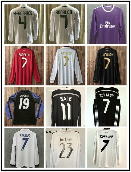 

long sleeve 2013 2014 real madrid soccer jerseys 13 14 ronaldo retro football shirts vintage isco maillot sergio ramos benzema camiset, Black;yellow