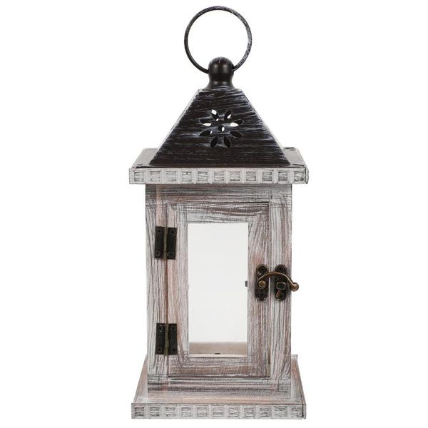 

candle holders 1pc iron art wood stand nordic style hanging lantern retro holder