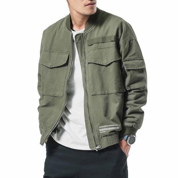 

2021 new autumn men casual jacket coat men's washed solid cotton clothing army green bomber jackets male cargo coats streetwear 7g33 xv, Black;brown