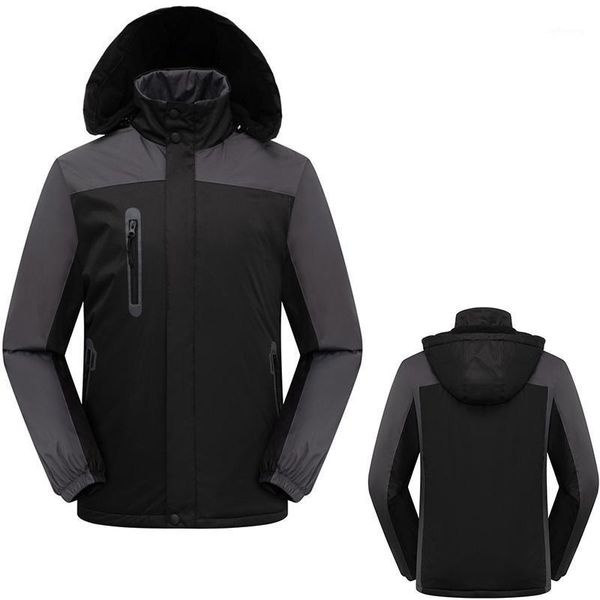 

men's jackets winter parka men windbreak plus velvet thick warm windproof fur coats male military hooded anorak, Black;brown