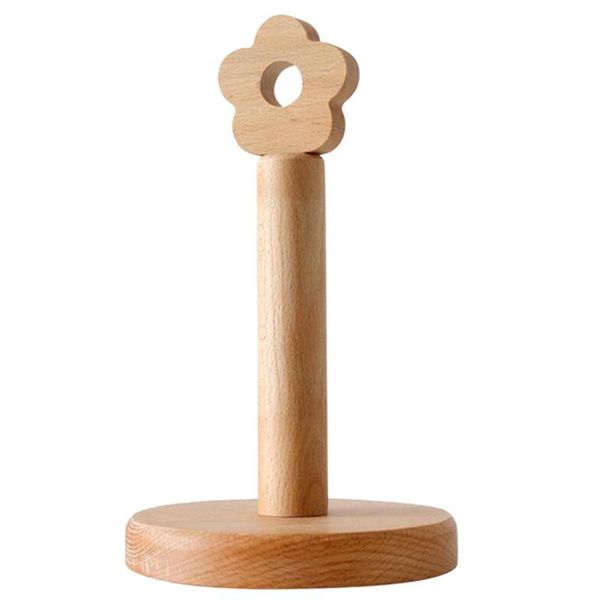 

tissue boxes & napkins 1pc japanese style vertical holder wooden roll paper stand rack (khaki)