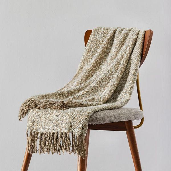 

nordic knitted blanket sofa bed decorative office lunch break woven blanket beach tassel air conditioning