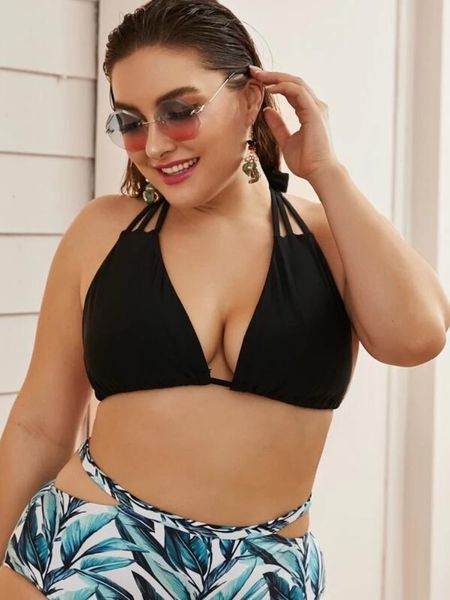 

women's swimwear 2021 plus size strap split swimsuit bikin bikini european and american, White;black
