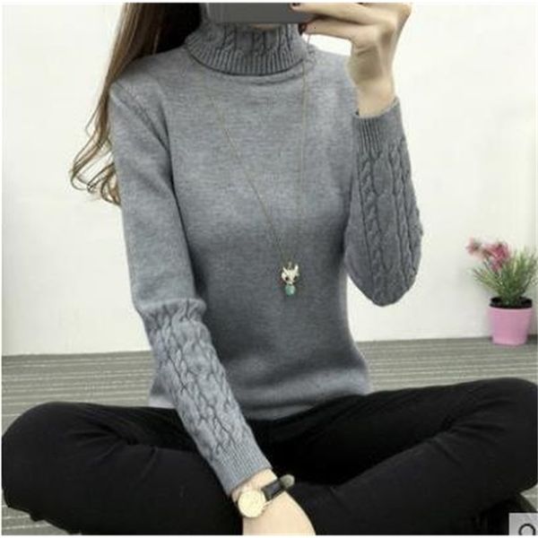 

winter 2021 new cashmere cotton blended thickening knitted turtleneck sweater jumper pull femme women sweaters pullovers 4ujs, White;black