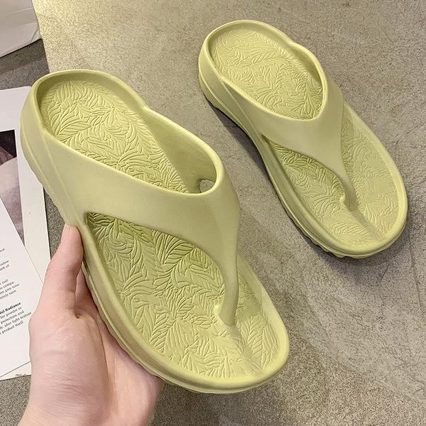 

fashion couple flip-flops 2021 summer new men's and women's soft-soled beach shoes casual thick-soled slope with sandals women, Black