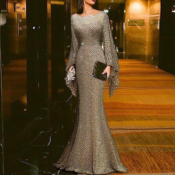 

party dresses women's dress long sleeve slim formal wedding tulle women mermaid evening sequin tight, White;black