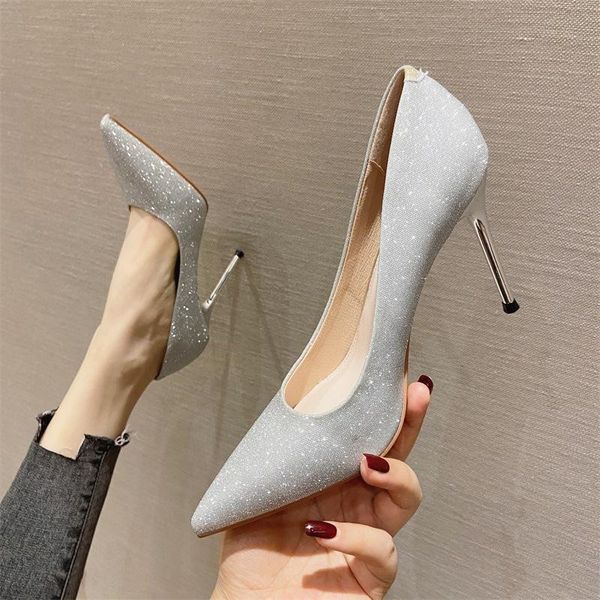 

dress shoes fine heeled bling stiletto beige slides high rubber pu satin super thin heels sho, Black