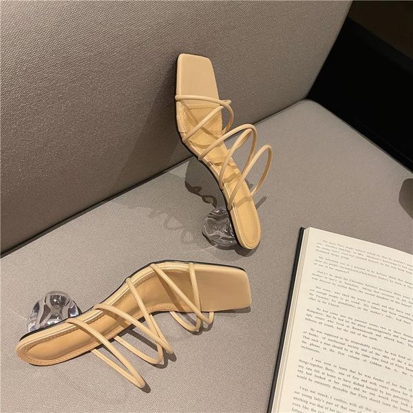 

sandals thin belt square toe women, Black