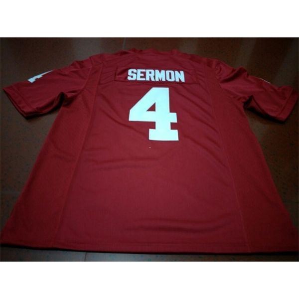 

001 #4 trey sermon red white oklahoma sooners alumni college jersey or custom any name or number jersey, Black