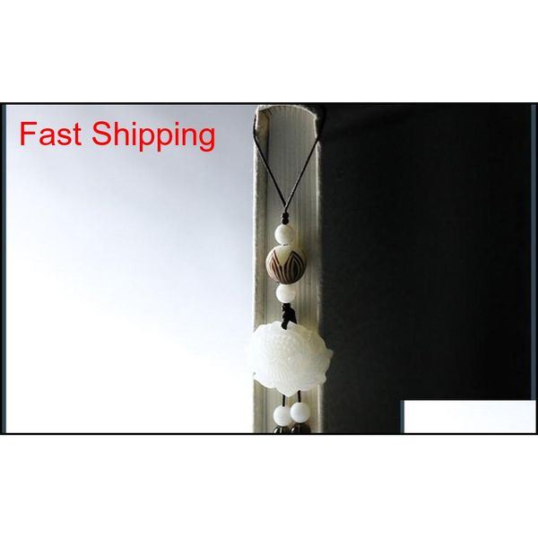 

natural white lotus lotus bag mobile phone u dish hanging lanyard little fresh jade jewelry original bod jllcts lottery2010, Silver