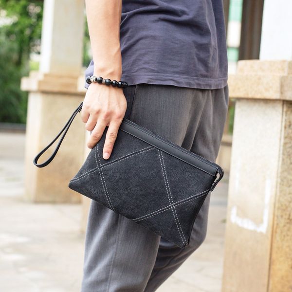 

handbag men's 2021 business leisure soft leather high-capacity, Black;red