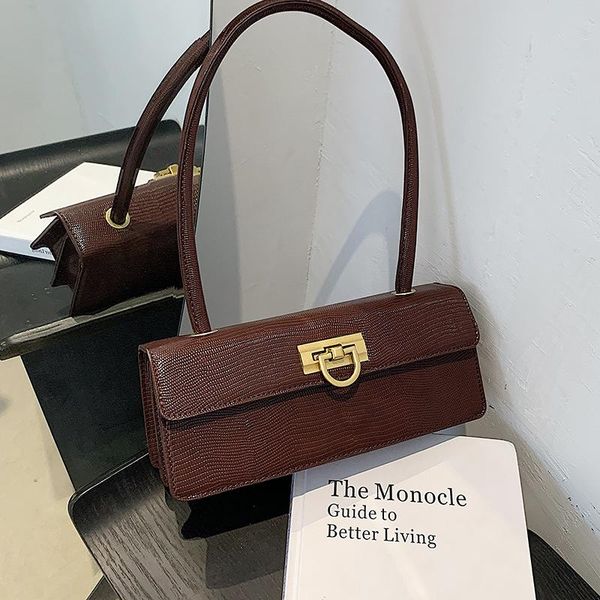 

2021 luxury designer handbag for women vintage leather underarm bag trendy handle bags fashion long strap shoulder tote bag