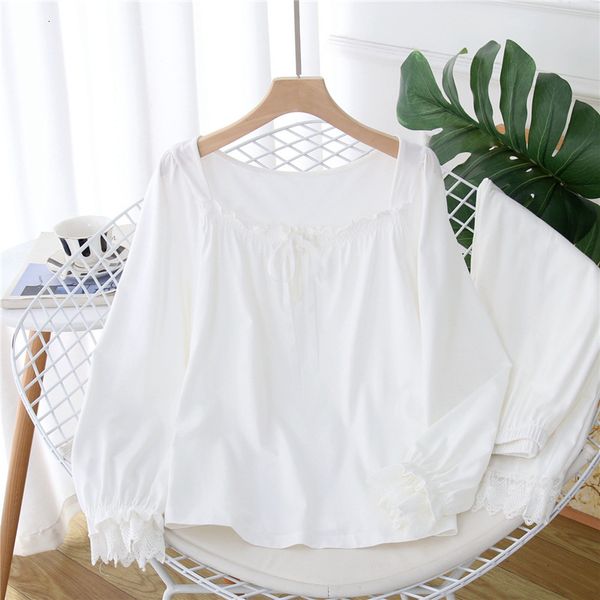 

young lady 2pcs nicknames pajamas sweet bow trim nightwear cute necklace up whipped white spring clothes n8yt, Black;red