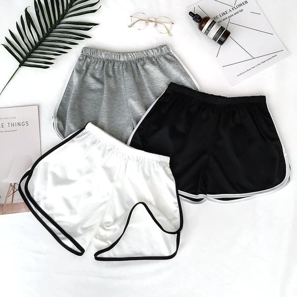 

women's shorts summer high street casual women loose solid soft beach white egde female, White;black